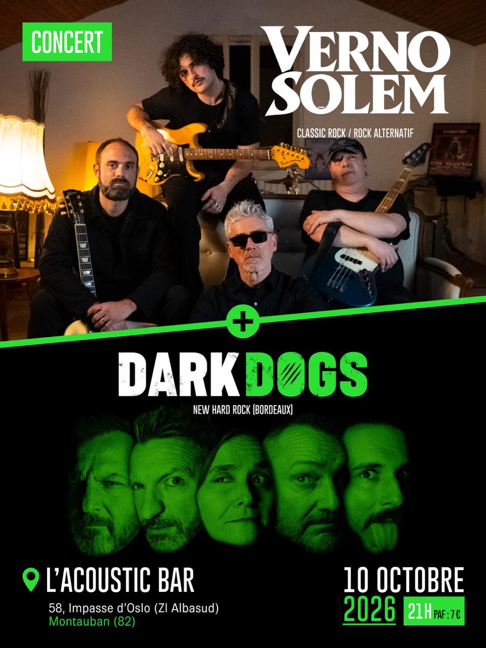 Affiche VernoSolem et Dark Dogs à l’Acoustic Bar
